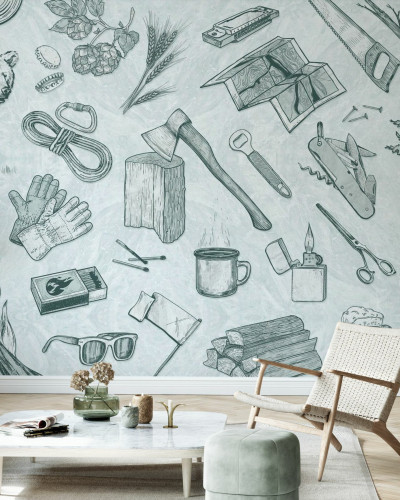 Tapet cu design modern The Lumberjack, Mint.
