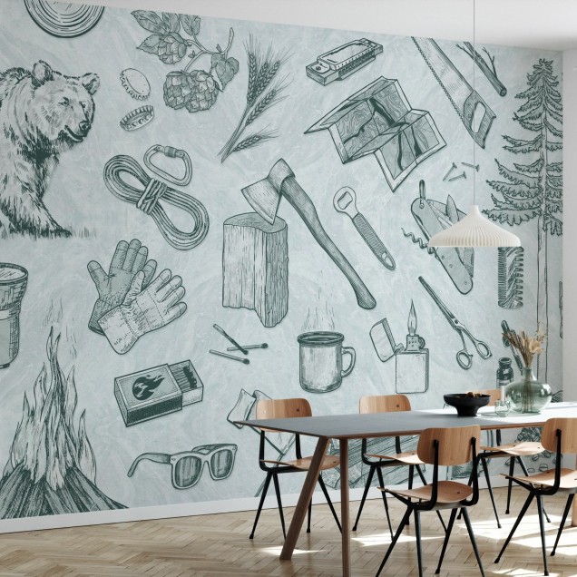 Tapet cu design modern The Lumberjack, Mint.