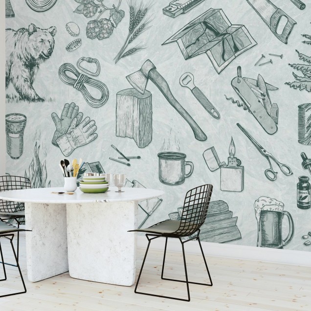 Tapet cu design modern The Lumberjack, Mint.