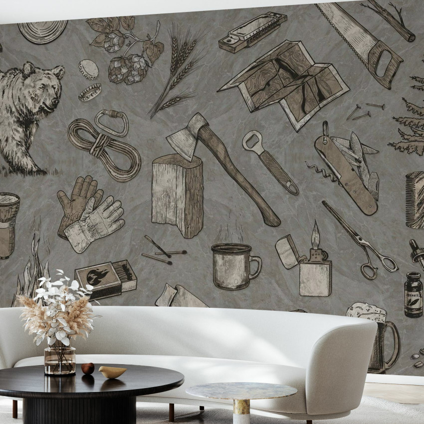 Tapet cu design modern The Lumberjack, Mint.