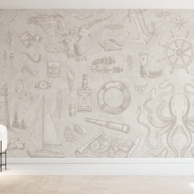 Tapet marin cu design vintage - The Sailor Alabaster