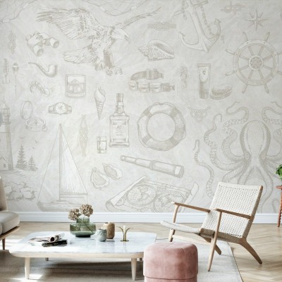 Tapet marin cu design vintage - The Sailor Alabaster