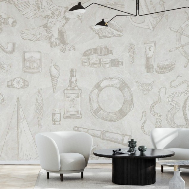 Tapet marin cu design vintage - The Sailor Alabaster