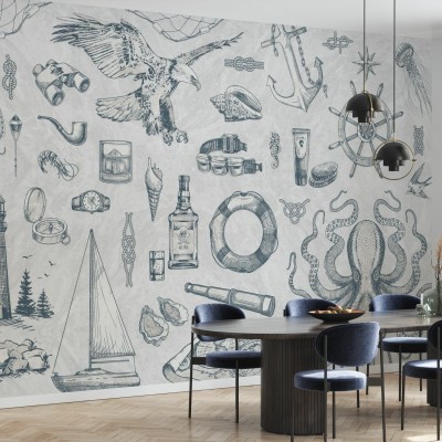 Tapet cu motive maritime, The Sailor, Ash, colecția Photowall