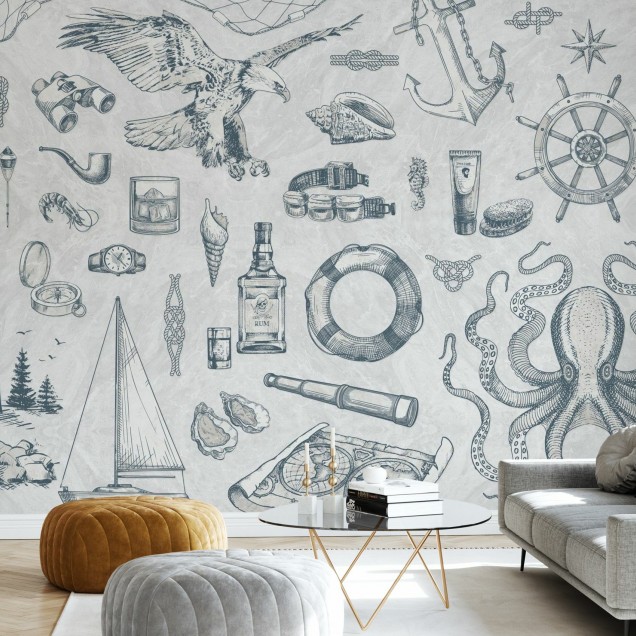 Tapet cu motive maritime, The Sailor, Ash, colecția Photowall