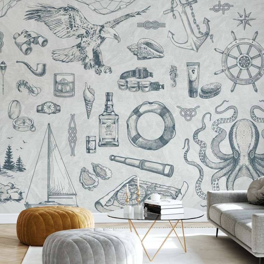 Tapet cu motive marine, perfect pentru a aduce o nota de stil nautic in casa ta.