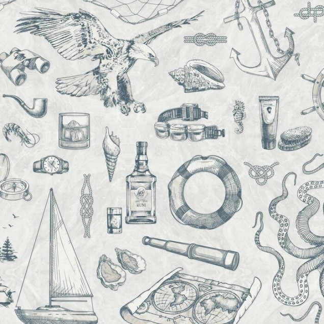 Tapet cu motive maritime, The Sailor, Ash, colecția Photowall