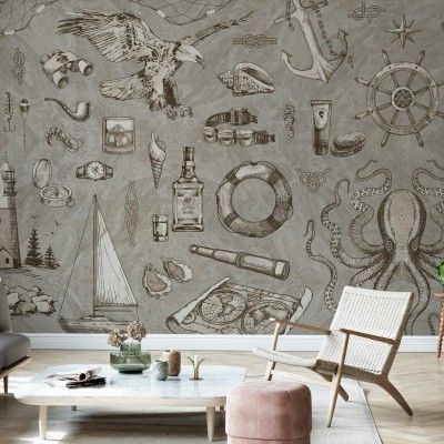 Tapet cu motive marine, perfect pentru a aduce o nota de stil nautic in casa ta.