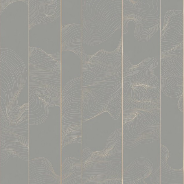 Fototapet  "Illuminated Lines Curved" cu linii aurii delicate pe un fond gri