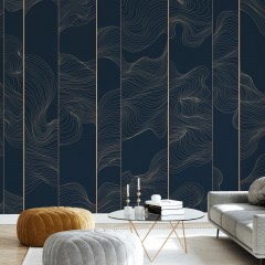 Fototapet Illuminated Lines Curved, Navy, personalizat, Photowall
