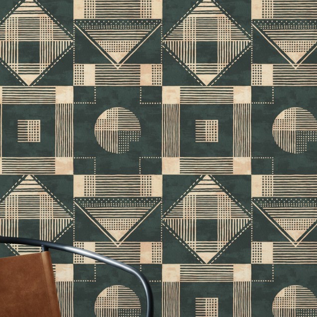 Tapet geometric modern cu culori neutre, perfect pentru living, dormitor sau hol.