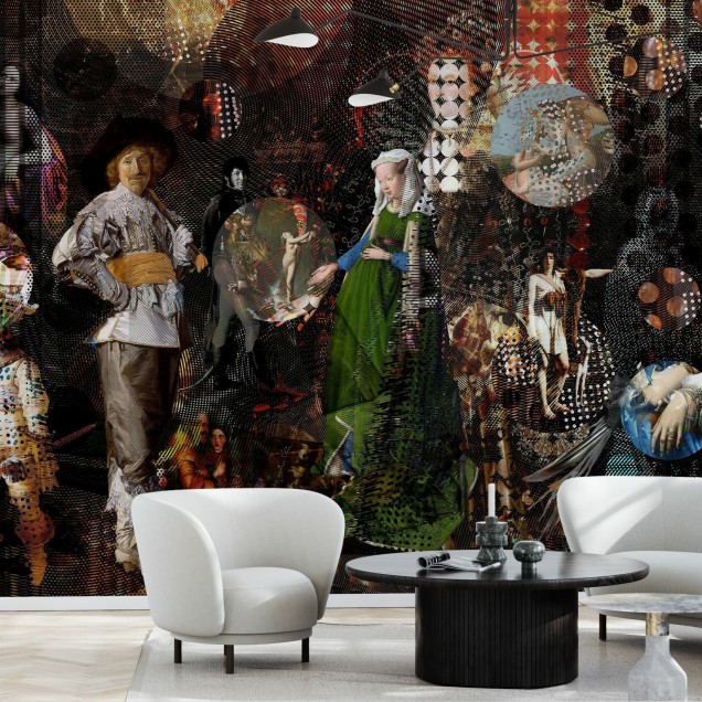 Tapet modern Curtains Master Disco, cu un design captivant ce îmbină elementele clasice ale picturii baroce cu elemente moderne.