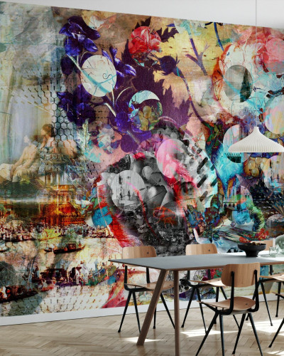 Tapet abstract cu elemente din Veneția, perfect pentru living, sufragerie sau dormitor