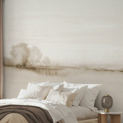 Wallpaper Watercolor Fields, Sepia