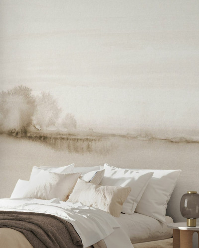 Wallpaper Watercolor Fields, Sepia