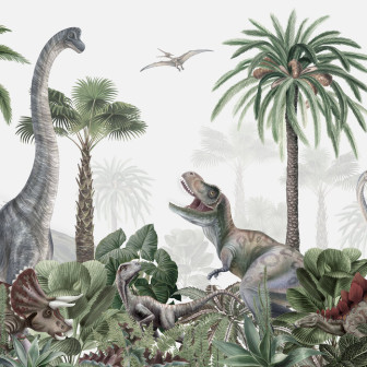 Fototapet Dino Jive Fototapet cu dinozauri într-o cameră de copii decorată