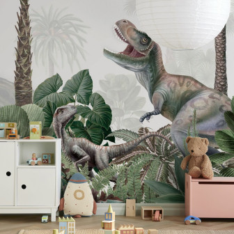 Fototapet Dino Jive Fototapet cu dinozauri într-o cameră de copii decorată