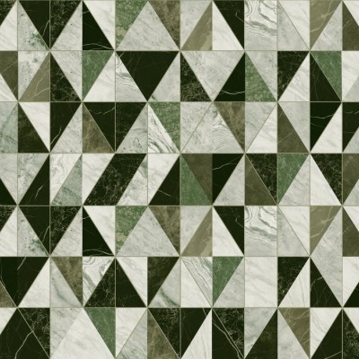 Tapet geometric cu design modern din marmura verde si alba