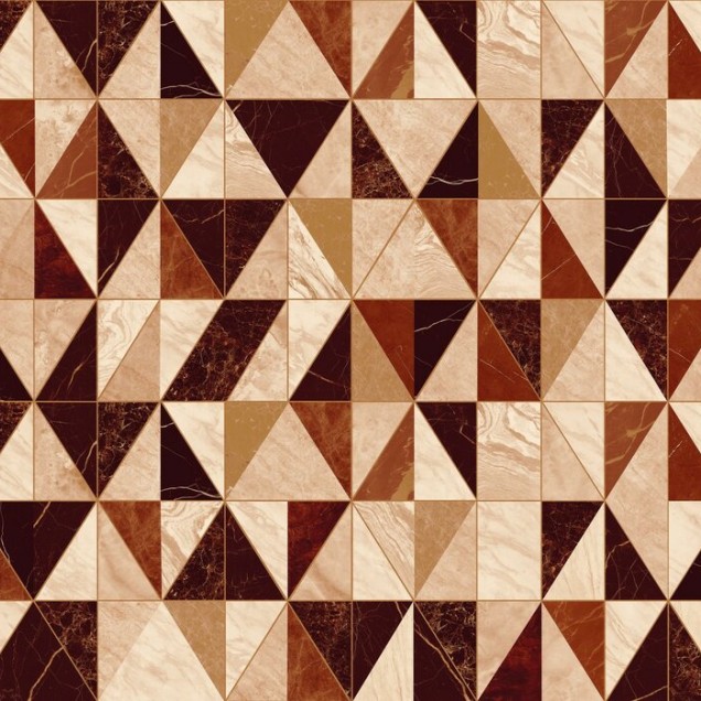 Tapet cu design geometric in nuante de marmura burgund si caramel.