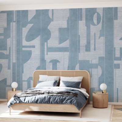 Tapet abstract cu design modern in nuante de albastru.