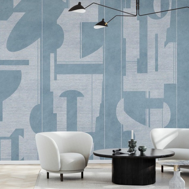 Tapet abstract cu design modern in nuante de albastru.