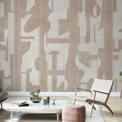 Tapet abstract Copacabana Beach, Diverse Beige, cu linii fine și nuanțe de bej, perfect pentru a crea o atmosferă elegantă și relaxantă în orice cameră.