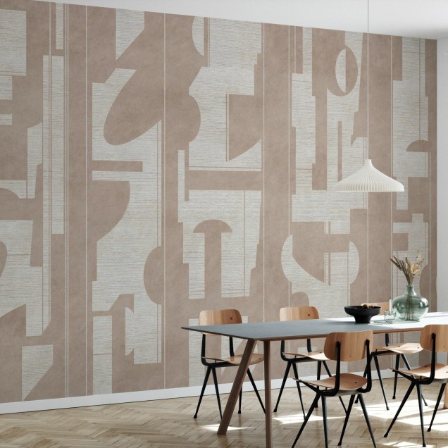 Tapet abstract Copacabana Beach, Diverse Beige, cu linii fine și nuanțe de bej, perfect pentru a crea o atmosferă elegantă și relaxantă în orice cameră.