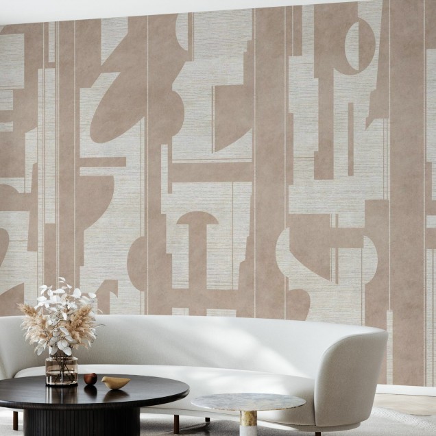 Tapet abstract Copacabana Beach, Diverse Beige, cu linii fine și nuanțe de bej, perfect pentru a crea o atmosferă elegantă și relaxantă în orice cameră.