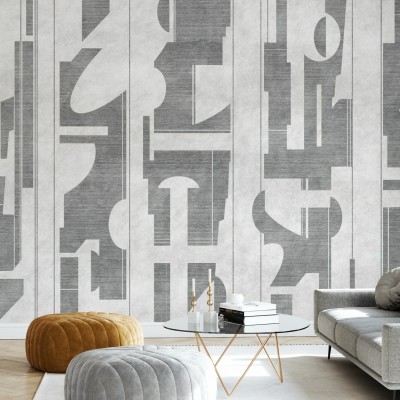 Tapet geometric abstract, Copacabana Beach, Dove Grey