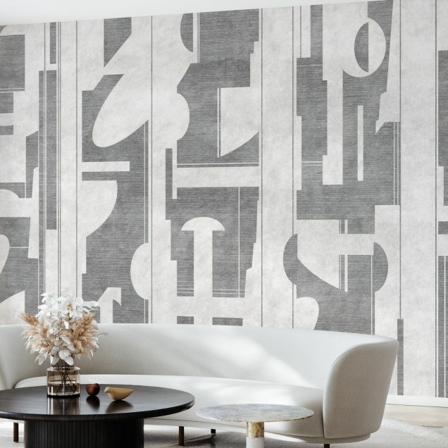 Tapet geometric abstract, Copacabana Beach, Dove Grey