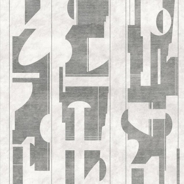 Tapet geometric abstract, Copacabana Beach, Dove Grey