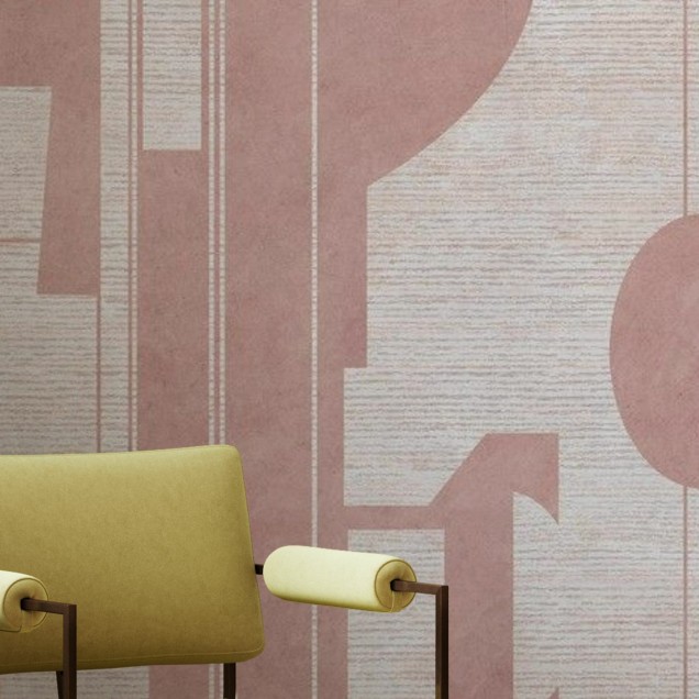 Tapet abstract roz pal cu imprimeu minimalist