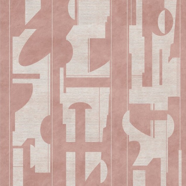 Tapet abstract roz pal cu imprimeu minimalist