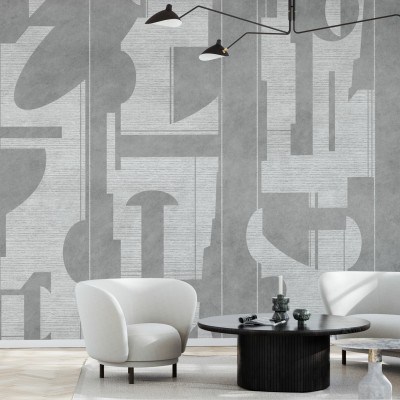 Tapet gri cu accente albe, design modern