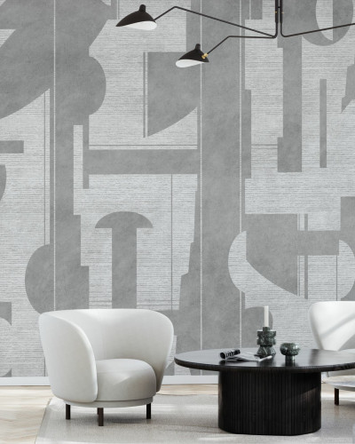 Tapet gri cu accente albe, design modern