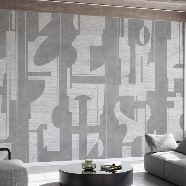 Tapet gri cu accente albe, design modern