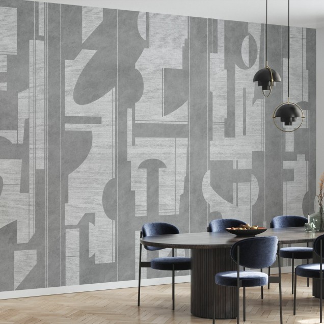 Tapet gri cu accente albe, design modern
