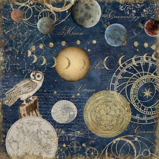 Tapet Cosmology, cu design modern si o bucatarie stilata, ilustreaza stele, planete si constelatii.