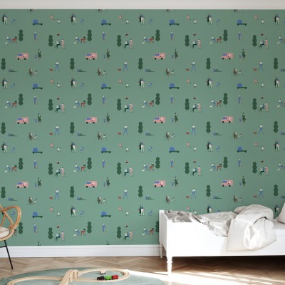 Un  cu un design minimalist și modern, cu un  pe fundal verde elegant.