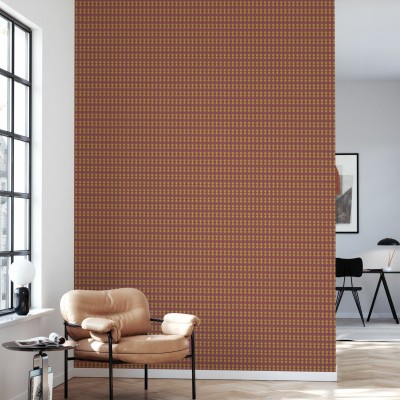 Tapet geometric cu model subtil, tonuri calde de roșu și auriu