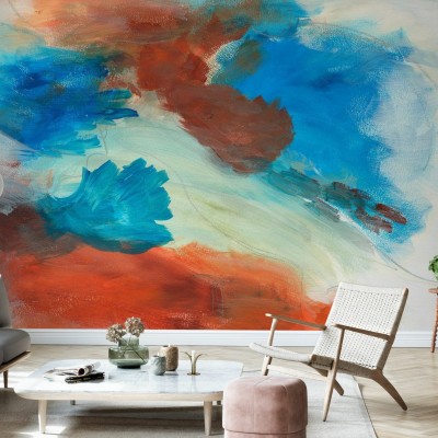 Tapet abstract Fire and Water II, Horisontal cu culori vibrante și design dinamic. Ideal pentru living, dormitor sau birou.
