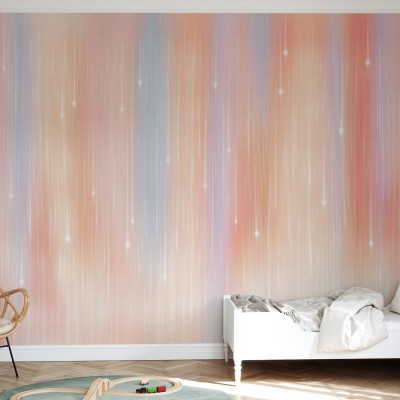 Tapet cu design abstract pastelat, cu dungi delicate si stele stralucitoare