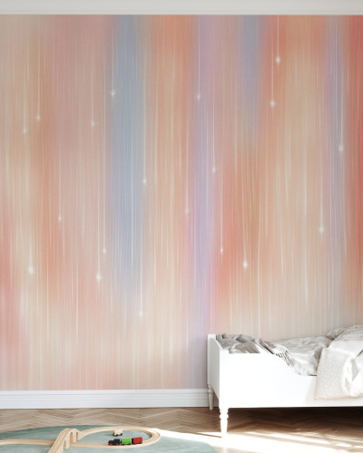 Tapet cu design abstract pastelat, cu dungi delicate si stele stralucitoare