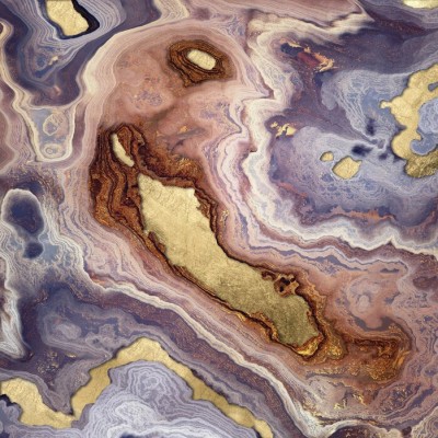Tapet Mauve Agate cu textură unică de agat, cu tonuri calde de violet și auriu.