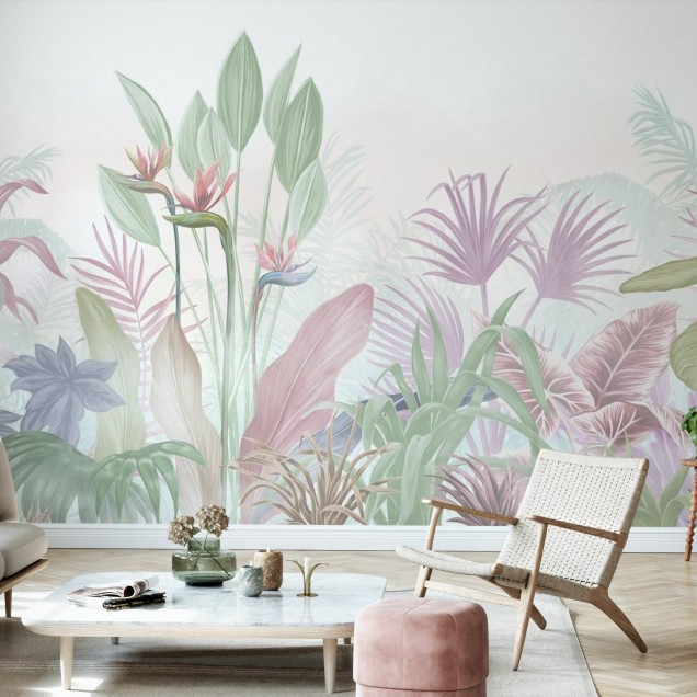 Fototapet cu plante tropicale într-o cameră de copii