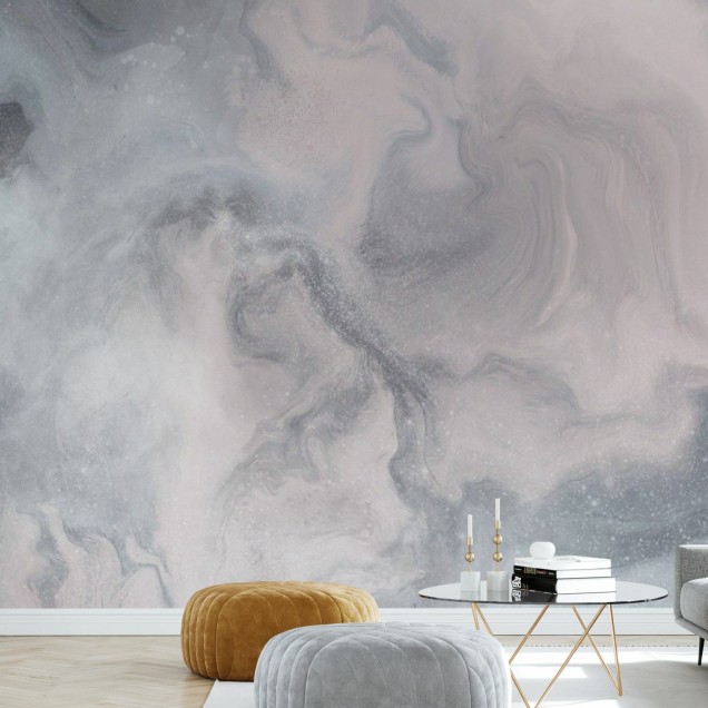 Tapet abstract cu design elegant în nuanțe delicate de gri și roz.
