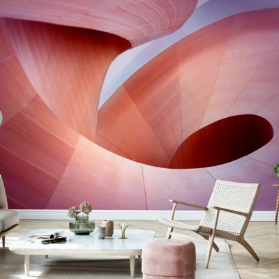 Tapet Wooden Curves - Design abstract cu curbe elegante, perfect pentru living, dormitor sau hol.