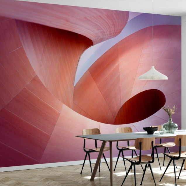 Tapet Wooden Curves - Design abstract cu curbe elegante, perfect pentru living, dormitor sau hol.
