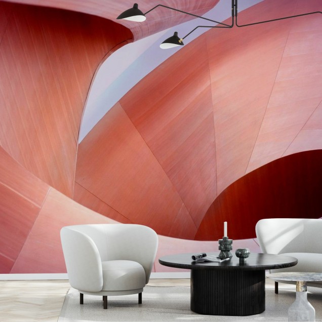 Tapet Wooden Curves - Design abstract cu curbe elegante, perfect pentru living, dormitor sau hol.