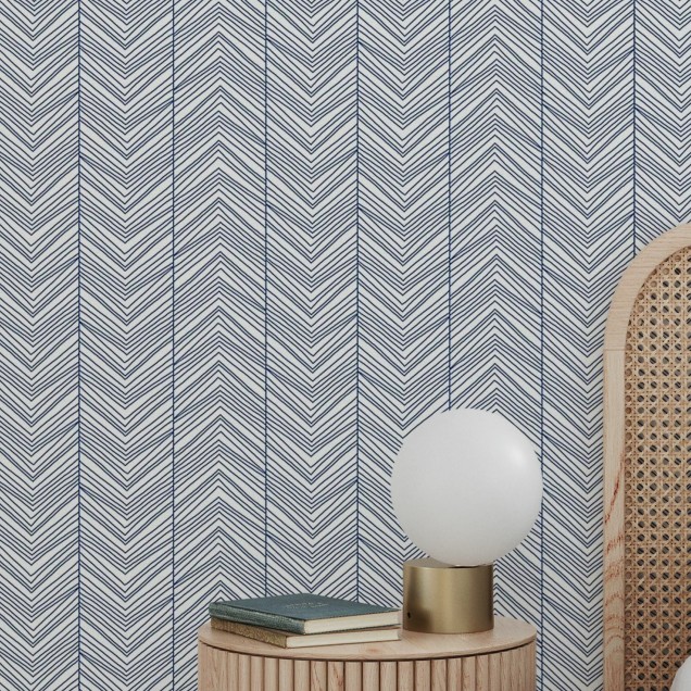 Tapet cu model Herringbone Blue